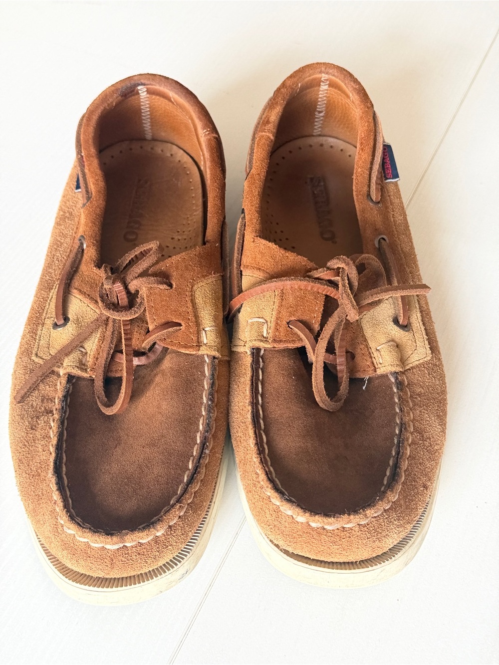 Sebago Tan Leather Deck Suede Loafers